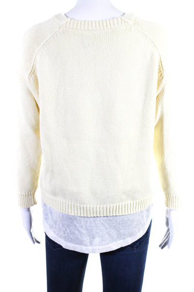 Brochu Walker Women's Round Neck Long Sleeves Pullover Sweater Cream Size XS