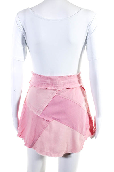 Love Shack Fancy Women's Distress Button Down A-Line Mini Skirt Pink Size 6