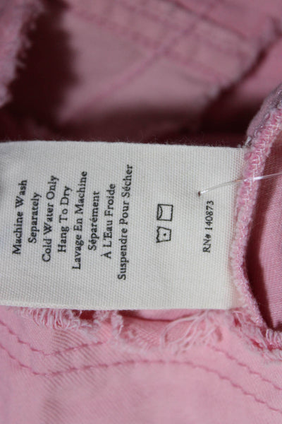 Love Shack Fancy Women's Distress Button Down A-Line Mini Skirt Pink Size 6