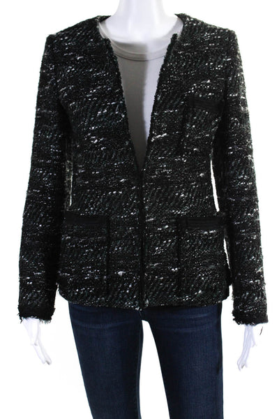 Charlotte Brody Womens Woven Spotted Textured Open Front Blazer Green Size 2