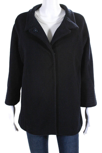 Peter Elliot Womens Wool Snapped Buttoned Long Sleeve Jacket Navy Size EUR46