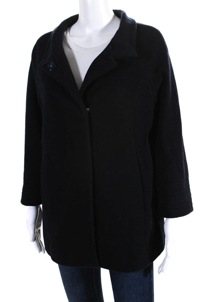 Peter Elliot Womens Wool Snapped Buttoned Long Sleeve Jacket Navy Size EUR46