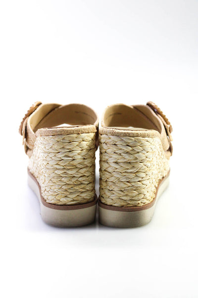 Dolce Vita Womens Platform Peep Toe Straw Slip On Sandals Beige Size 7.5