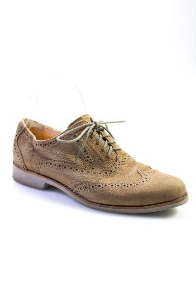 Cole Haan Womens Brown Suede Brogue Wingtip Lace Up Oxford Shoes Size 8B