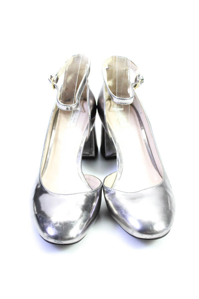 Cole Haan Grand.OS Womens Metallic Gray Ankle Strap Block Heels Shoes Size 8.5B