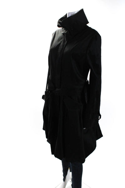 Joseph Ribkoff Womens Snapped Buttoned Zipped Collared Trench Coat Black Size 10