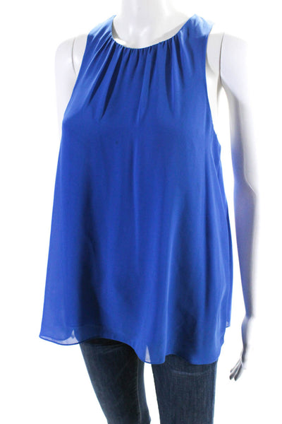 Vince Camuto Womens Crepe Pleated Collar Layered Button Up Tank Top Blue Size S