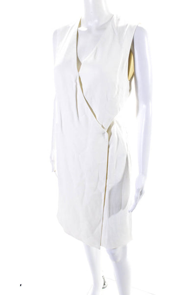 Joseph Womens Sleeveless V Neck Belted Knee Length Dress White Size FR 36