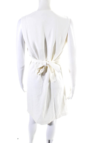 Joseph Womens Sleeveless V Neck Belted Knee Length Dress White Size FR 36