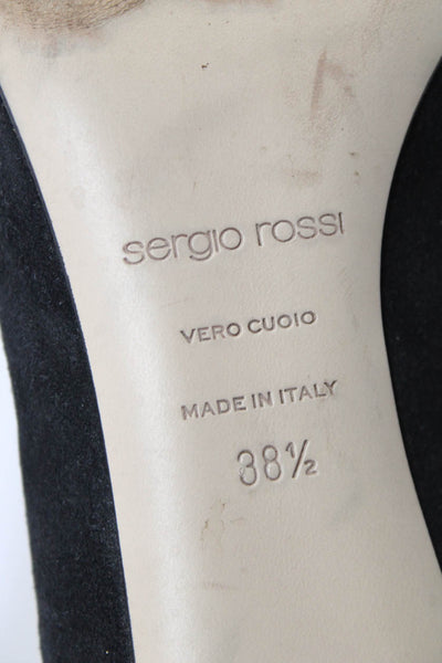 Sergio Rossi Womens Slip On Stiletto Pumps Black Suede Size 38.5 8.5