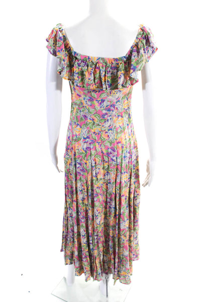 Sunspel Womens Floral Off Shoulder Midi Shirt Dress Multicolor Size Extra Small