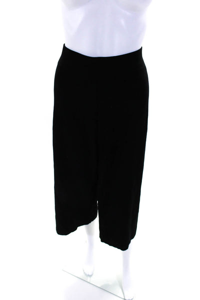 Eileen Fisher Womens Elastic Waist Cropped Light Capri Pants Black Size L
