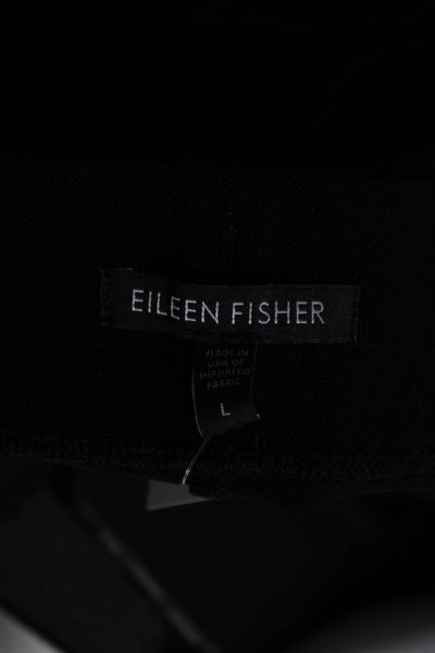Eileen Fisher Womens Elastic Waist Cropped Light Capri Pants Black Size L