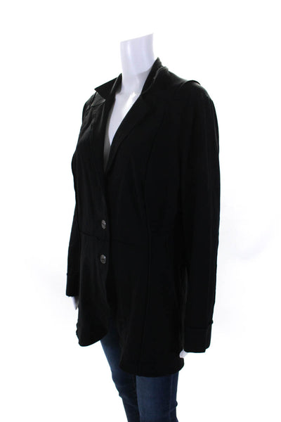 NIC+ZOE Womens Cotton Single Breasted Light Collared Jacket Black Size XL