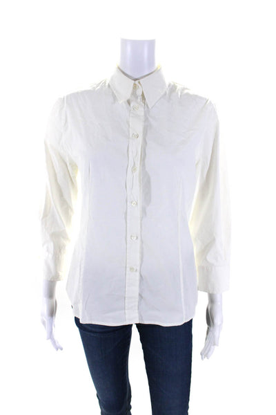 Carolina Herrera Womens Cotton Long Sleeve Button Down Shirt White Size 8