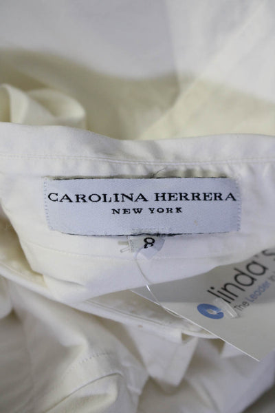 Carolina Herrera Womens Cotton Long Sleeve Button Down Shirt White Size 8