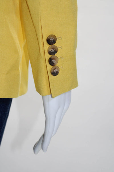 Reiss Womens Peaked Lapel Long Sleeve One Button Blazer Jacket Yellow Size 2