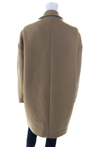 Everlane Womens Long Sleeve Button Front Collared Trench Coat Brown Wool Size 8