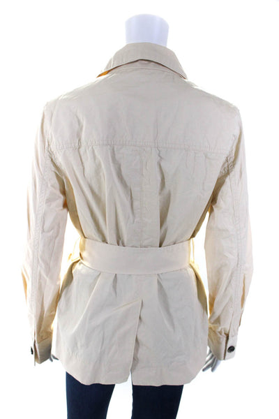 COS Womens Button Front COllared Belted Shirt Jacket Cream White Cotton Size 6