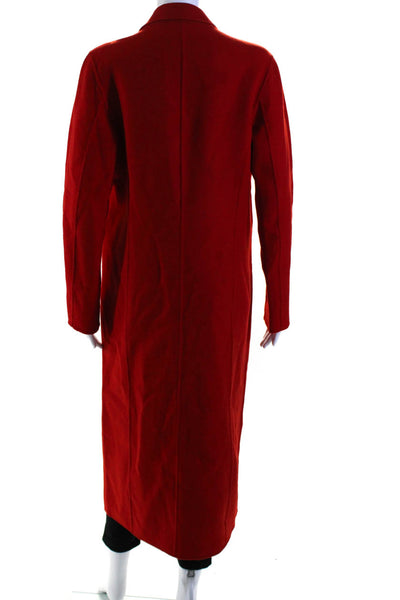 Maje Womens Single Button Notched Lapel Long Coat Red Wool Size FR 38