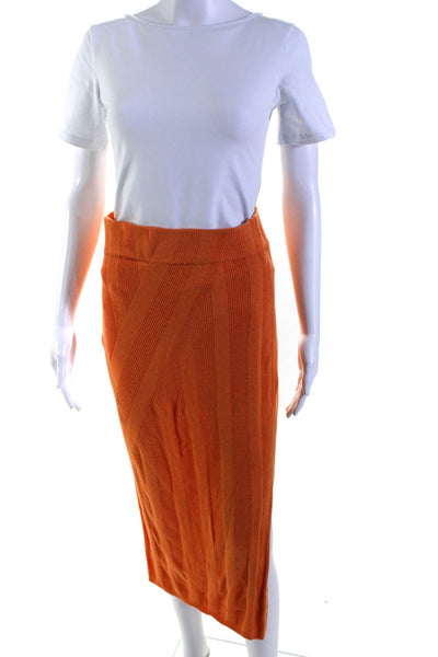 Solid & Striped Womens Ribbed Knit Cropped Tank Top Skirt Set Orange Size Medium