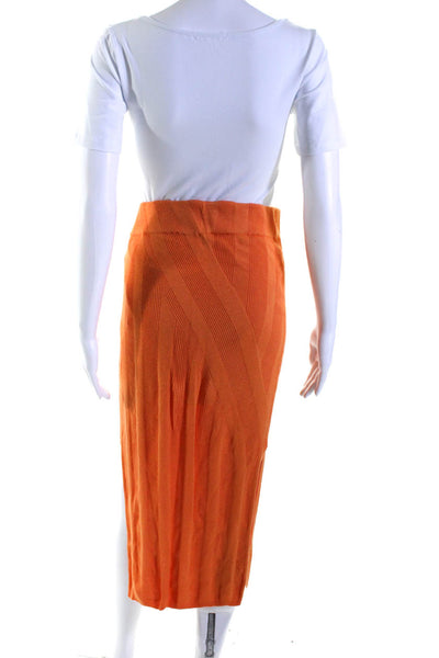 Solid & Striped Womens Ribbed Knit Cropped Tank Top Skirt Set Orange Size Medium