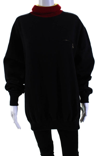 Polo Ralph Lauren Womens Black Cotton Multi Striped Turtleneck Sweatshirt Size L