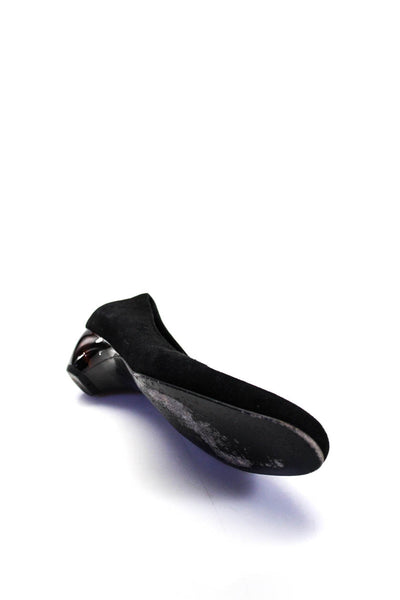 Salvatore Ferragamo Womens Slip On Wedge Heel Suede Black Size 9 US