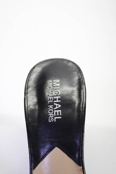Michael Michael Kors Womens Studded Slip On Heels Leather Black Size 7 US