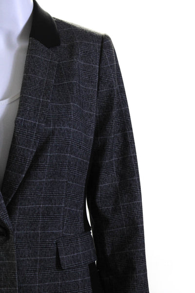 DKNY Womens Plaid Notch Collar Long Sleeve One Button Blazer Jacket Size 6