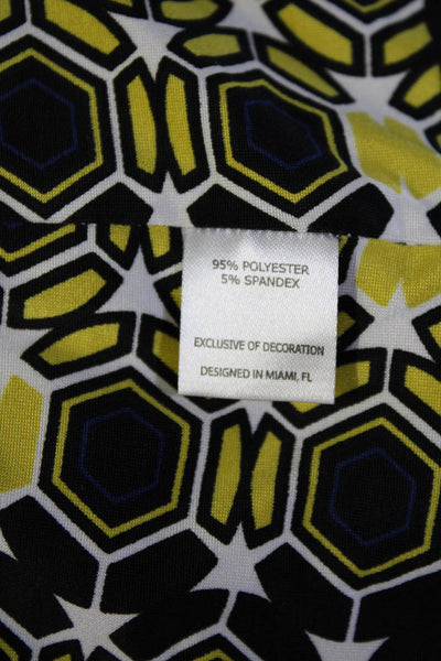 Analili Womens Stretch Geometric Print Sleeveless Halter Top Multicolor Size S