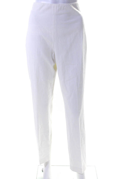 Elie Tahari Womens Cotton Side Zip Straight Casual Slip-On Pants White Size 12