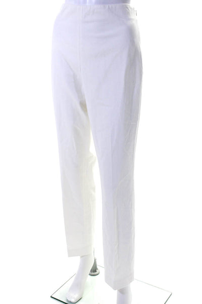Elie Tahari Womens Cotton Side Zip Straight Casual Slip-On Pants White Size 12