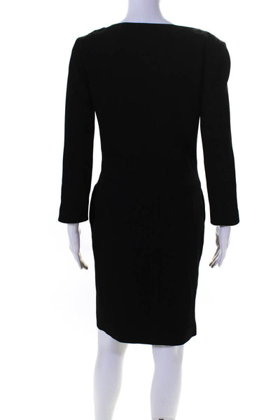Reiss Womens Crepe Asymmetrical Zip Up Long Sleeve Sheath Dress Black Size 4