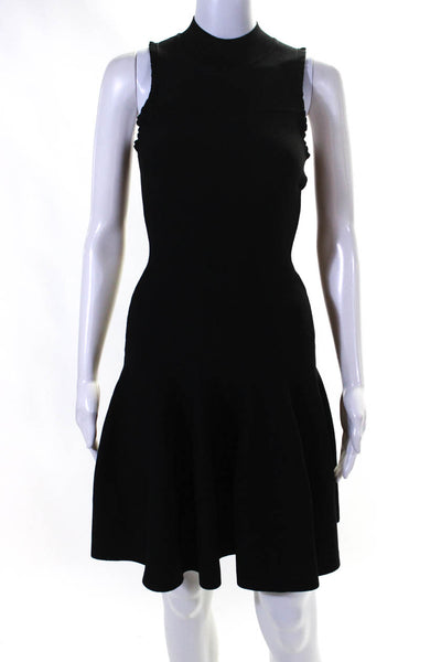 Carven Womens Knit Crew Neck Sleeveless Drop Waist A-Line Dress Black Size S