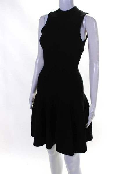 Carven Womens Knit Crew Neck Sleeveless Drop Waist A-Line Dress Black Size S