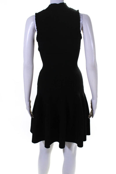 Carven Womens Knit Crew Neck Sleeveless Drop Waist A-Line Dress Black Size S