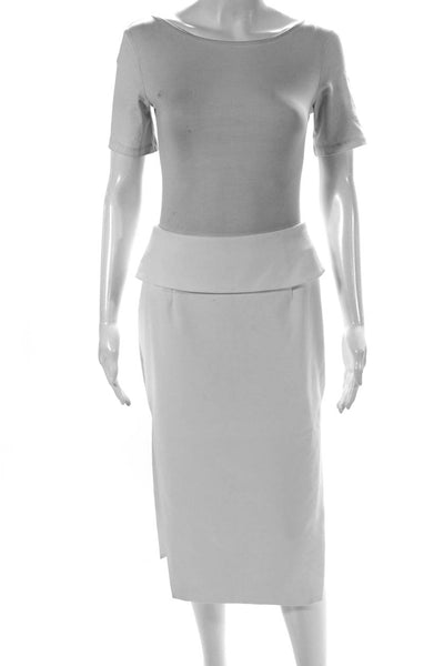 Finders Keepers Womens Folded Waist Zipped Side Slit Midi Skirt White Size S