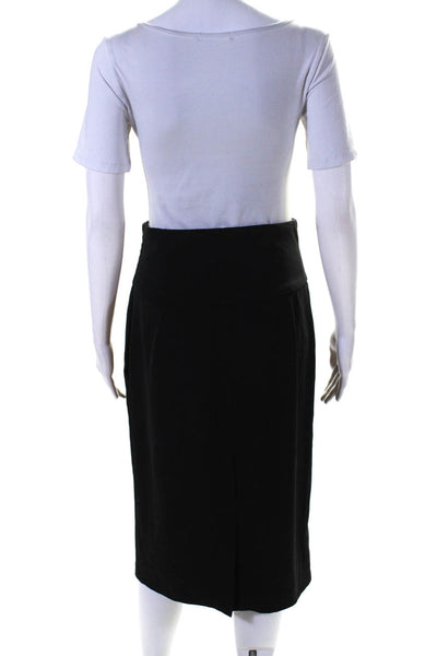 Kenar Womens Ruched Side Zipped Slip-On Straight Midi Skirt Black Size 4