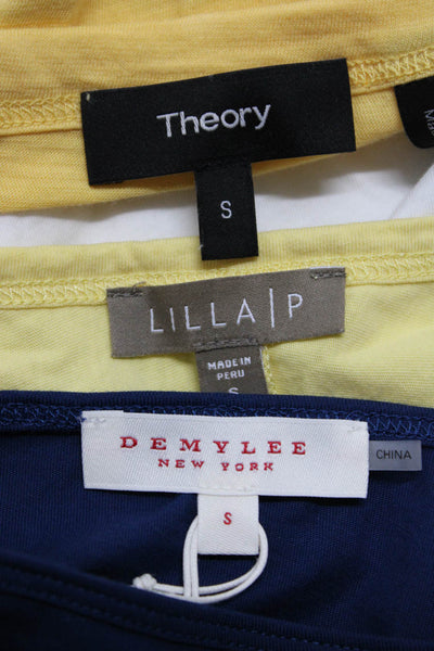 Theory Demylee Lilla P Womens Cotton T-Shirt Tops Yellow Blue White Size S Lot 3