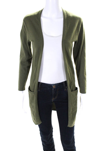 Ralph Lauren Black Label Womens Green Cashmere Open Cardigan Sweater Top Size S