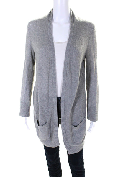 Theory Womens Gray Cotton Cashmere Blend Cowl Neck Cardigan Sweater Top Size S