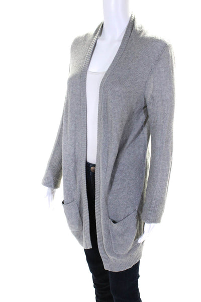 Theory Womens Gray Cotton Cashmere Blend Cowl Neck Cardigan Sweater Top Size S
