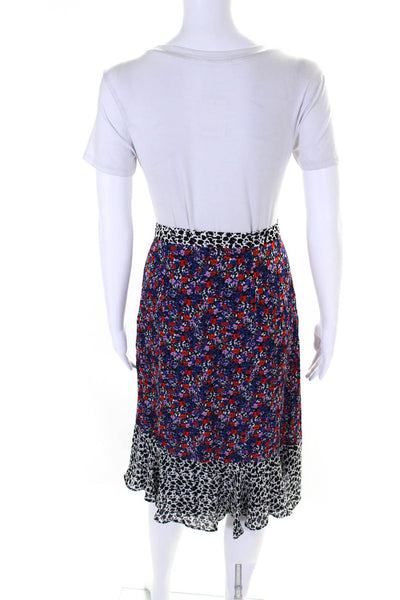 Parker Womens Multicolor Floral Silk Tie Front Knee Length A-line Skirt Size 0