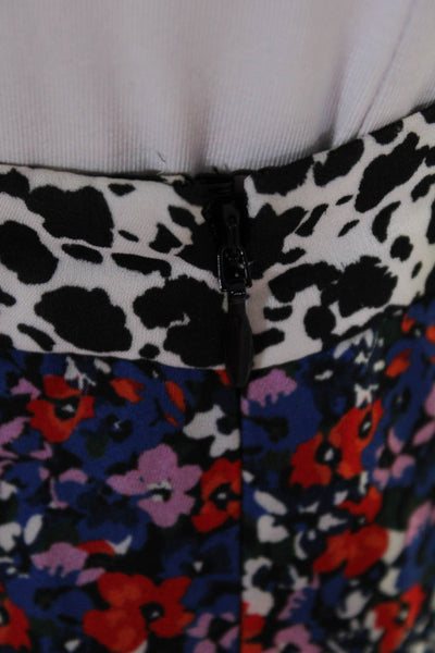 Parker Womens Multicolor Floral Silk Tie Front Knee Length A-line Skirt Size 0
