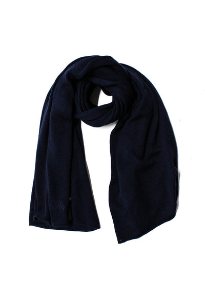 Chopard x Maison Bonnefoy Womens Knit Extrafine Merino Wool Scarf Navy Blue 68"