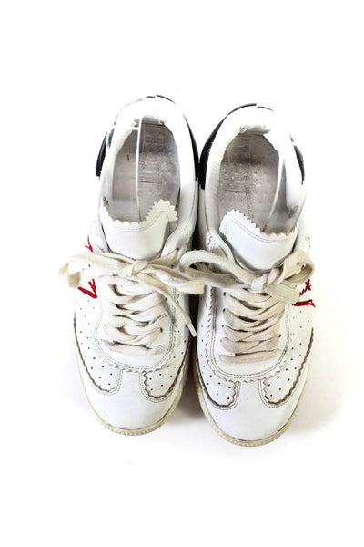 Isabel Marant Womens White Leather Stitched Detail Low Top Sneakers Shoes Size 6