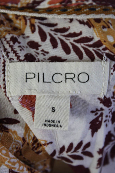 Pilcro and the Letterpress Anthropologie Womens Button Up Blouse Orange Size S