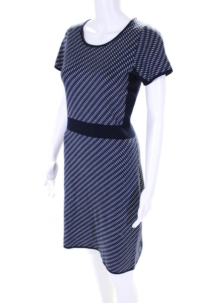 Boden Womens Cotton Knit Striped Round Neck Short Sleeve Dress Navy Size 4L