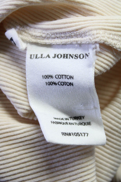 Ulla Johnson Womens Sleeveless Scoop Neck Rib Knit Blouse Beige Size Small